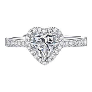 爱心钻戒莫桑石戒指心形钻石戒指纯银一克拉仿真戒指订求婚女戒指