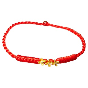 红绳金刚结手链女仿黄金桂花朵装饰本命年平安手绳高级感编织绳饰