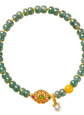 宫里上新天然冰种蓝水翡翠手链