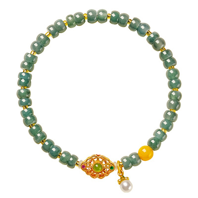 宫里上新天然冰种蓝水翡翠手链