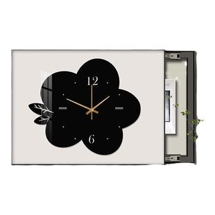 现代简约电表箱装饰画带钟表遮挡配电箱电闸盒挂画餐厅挂钟高级感