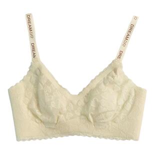 内衣女夏季薄款大胸显小法式蕾丝字母肩带收副乳软支撑无痕文胸罩