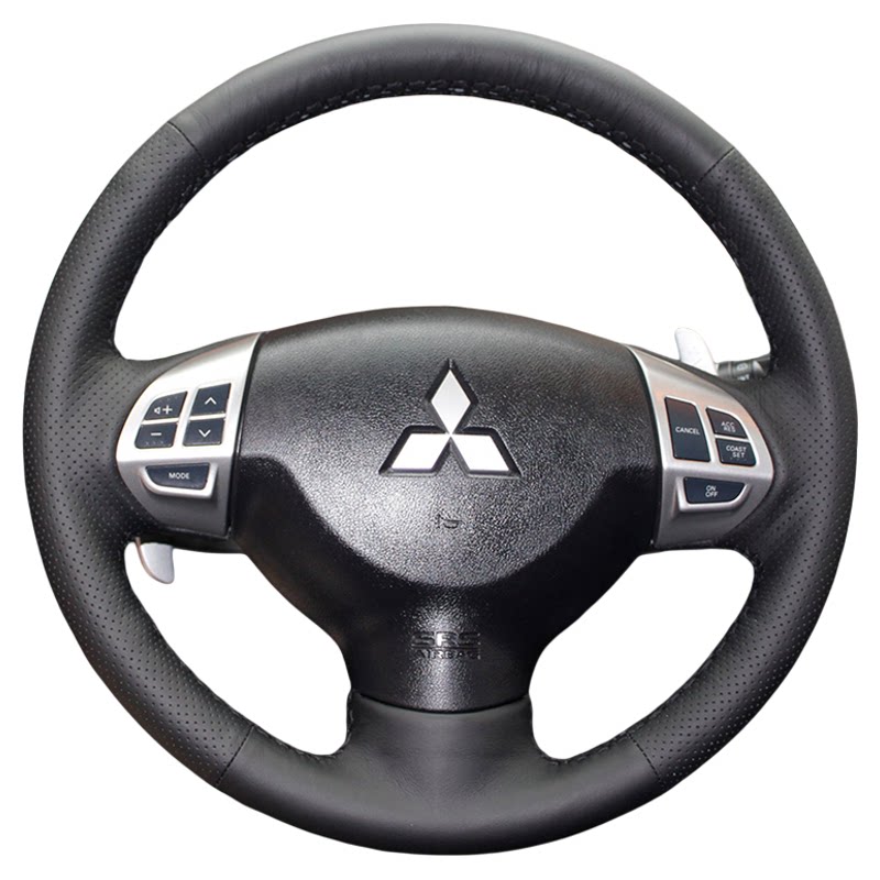 真皮手缝方向盘套专用于三菱劲炫/翼神/进口欧蓝德/劲畅/AXS改装