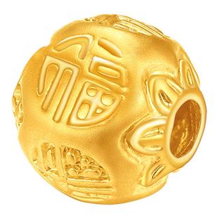 千年珠宝黄金手链转运珠999足金百福小金珠红玛瑙黄金手串女配珠