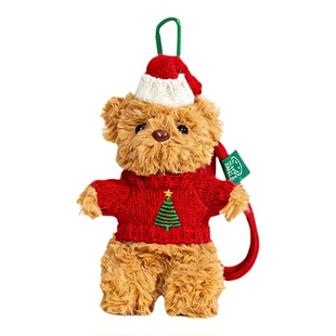 圣诞帽毛绒小熊包挂件钥匙扣玩偶挂饰情侣礼物公仔包挂饰情侣礼物