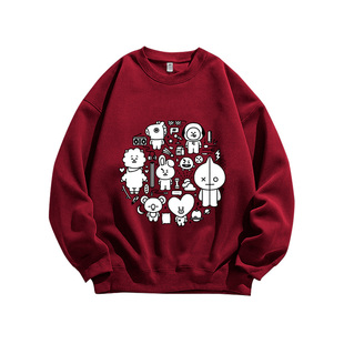 BTS 粉丝周边高街重磅纯棉圆领卫衣百搭男女同款韩团宽松休闲潮流