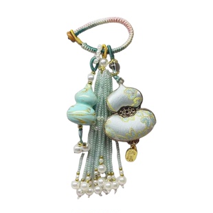 成品宋锦葫芦流苏穗子包包挂件大漆福禄压襟钥匙扣挂饰吊坠礼物