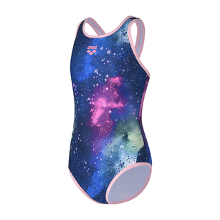Arena阿瑞娜女童连体泳衣专业竞速训练星云印花透气速干训练适用