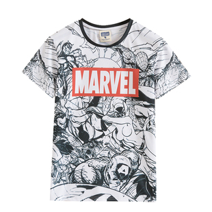 漫威蜘蛛侠钢铁侠十周年周边T恤短袖衣服marvel男复仇者联盟4联名