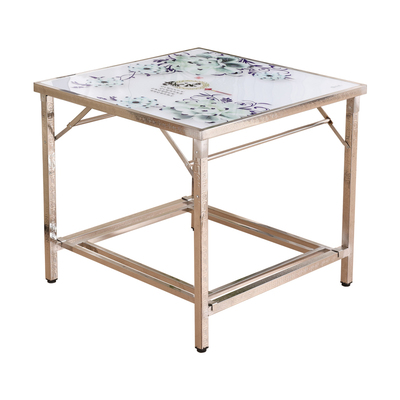 不锈钢烤火桌子家用新款取暖桌正方形可折叠冬季组装稳固多功能桌