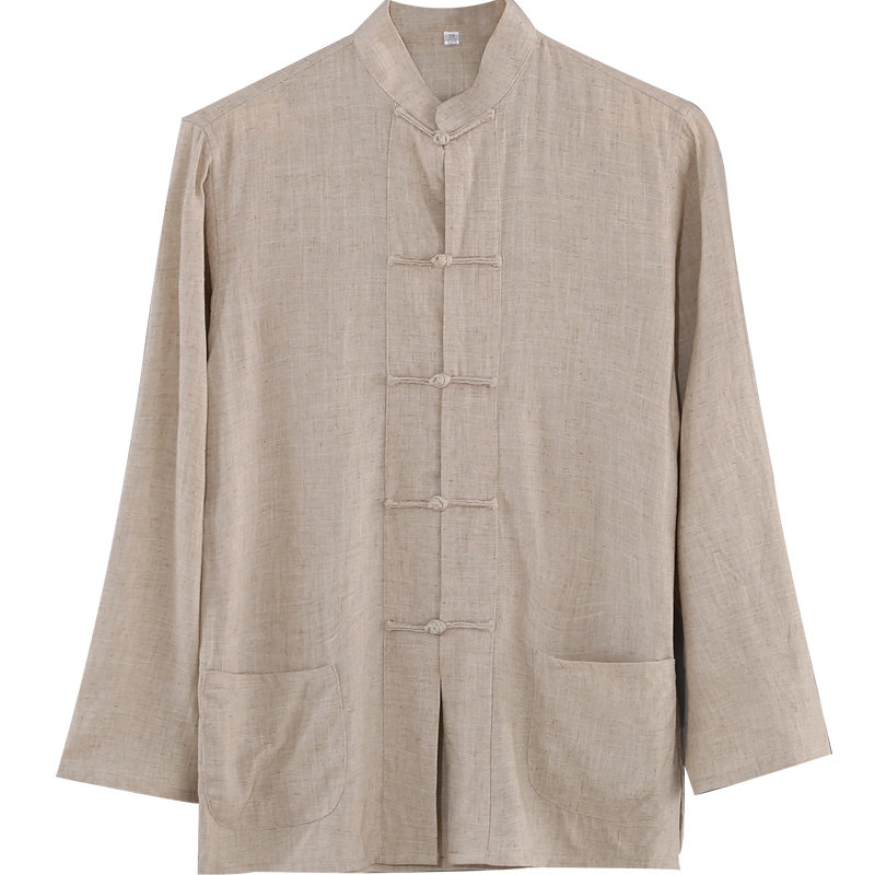2022新款宽松纯棉老粗布唐装男太极服中式服装居士服汉服中山装