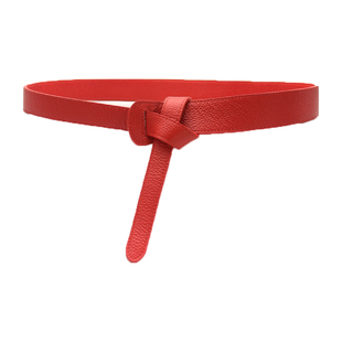 头层牛皮细软腰带女装饰真皮配裙子大衣新款时尚红色女款皮带配饰