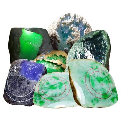 缅甸天然翡翠原石毛料公斤料色料玉石紫罗兰阳绿A货冰种手镯