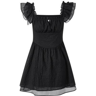 乐町20夏季新款小飞袖收腰连衣裙C1FAE2238