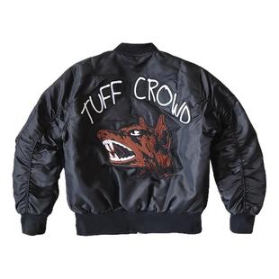 明星同款 TUFF CROWD Jacket ins同款狗头重工刺绣拉链棉衣夹克