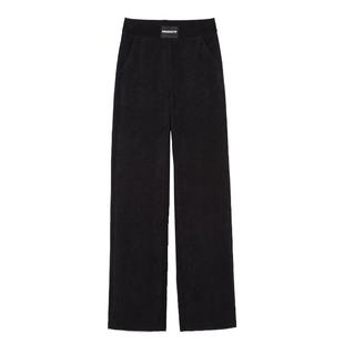 高腰窄版阔腿裤女秋冬2025新款垂感松紧腰长裤加绒裤子休闲直筒裤