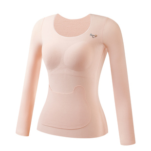 女大童保暖内衣套装带胸垫一体秋衣秋裤含秋冬中学生校服打底上衣