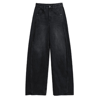 纯棉复古水洗牛仔弯刀裤