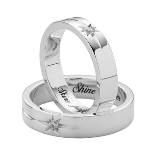 princess原创999纯银八芒星情侣对戒定制闭口情侣戒指小众520礼物