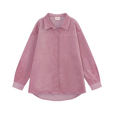 YUZI灯芯绒衬衫特大码粉色甜酷