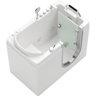 老年人步入式无障碍侧内开门坐式亚克力泡澡按摩恒温家用养生浴缸