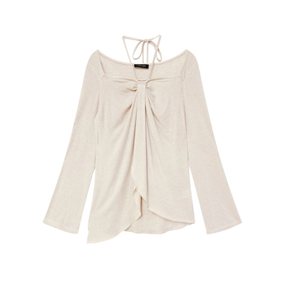 FLONAKED 女士可拆式挂脖不规则褶片宽松针织衫银泰 300170