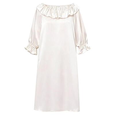 银桑INESANCE法式轻奢22姆米真丝睡衣100%桑蚕丝七分袖家居睡裙女