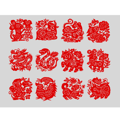 十二生肖幼儿园作品手工剪纸