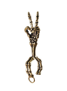 纯铜戒指烟托手骨创意手势中比耶