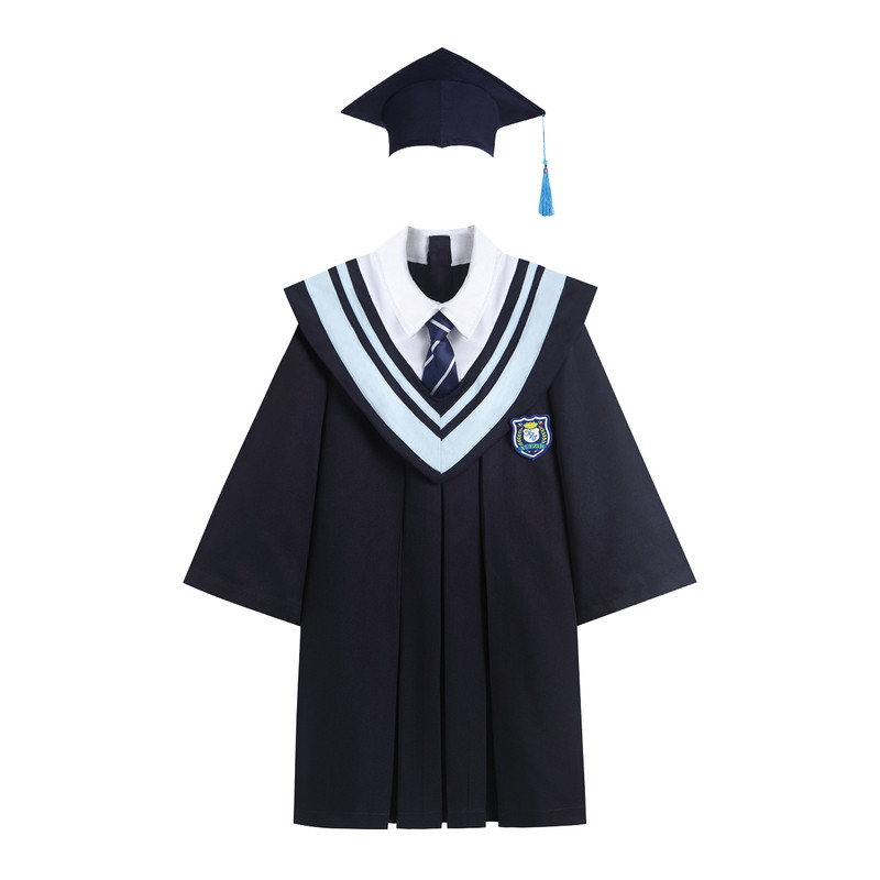 儿童藏蓝博士服毕业摄影新款学院风典礼服毕业照学士服小学幼儿园