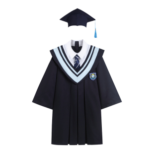 儿童藏蓝博士服毕业摄影新款学院风六一节毕业照学士服小学幼儿园