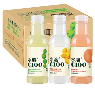 农夫山泉水溶C100维生素C 西柚汁青皮桔味柠檬复合果汁445ml*15瓶