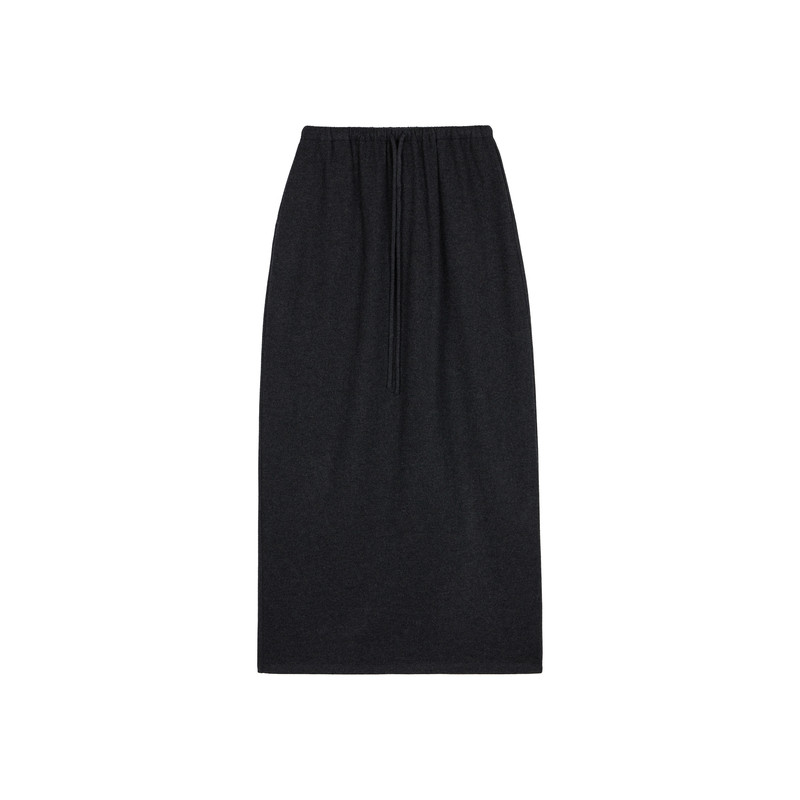 秋冬2025新款松紧腰抽绳羊毛醋酸半身裙子女百搭舒适显瘦黑色长裙