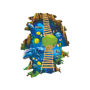 海底世界主题儿童房地面防水耐磨3d立体贴纸卧室墙壁装饰地板贴画