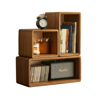 格子柜自由组合实木书房方格单个书柜床边书架客厅落地矮柜展示柜