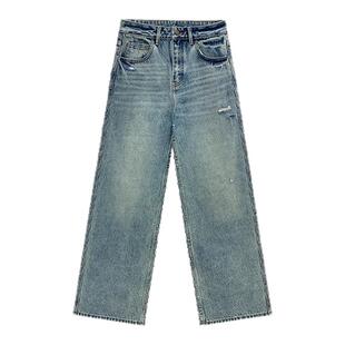 HONORE古月  立体刺绣裤王 环保水洗破洞九分牛仔裤