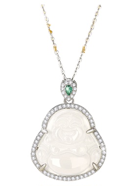 弥勒玉髓佛公项链女款高级感轻奢小众玉石吊坠女生生日礼物送女友