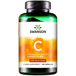 美国swanson斯旺森玫瑰果缓释型维生素C片1000mg亮肤VC250粒