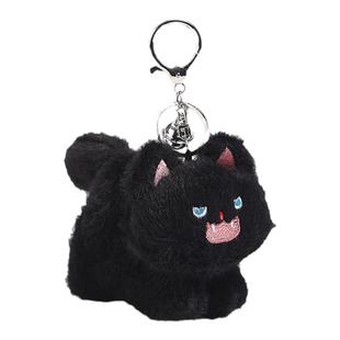 YUYI明星同款可摇尾巴炸毛猫猫毛绒公仔情侣书包包挂件挂饰钥匙扣