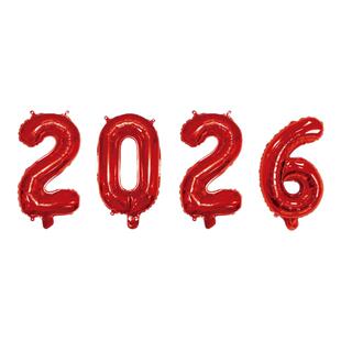 美版瘦体16寸32寸40寸数字铝箔气球套装2026铝膜气球新年装饰气球