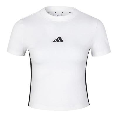 adidas阿迪达斯修身短款高腰半截袖2025春女BABY T短袖T恤 JY8571