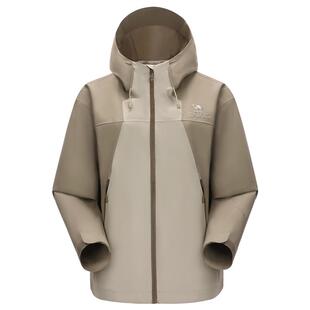 骆驼户外白色小斗篷式冲锋衣女2026春季新款防水外套短款登山服装