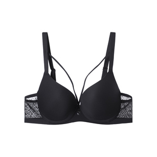 Comfit薄款内衣女性感交叉光面舒适无痕聚拢文胸CB00121 B为厚杯