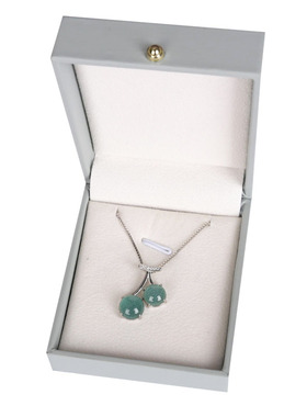 精品青瓷釉滴樱桃吊坠925银项链