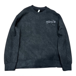 秋冬复古扎染设计感小雏菊字母刺绣加绒卫衣男美式宽松通勤保暖潮