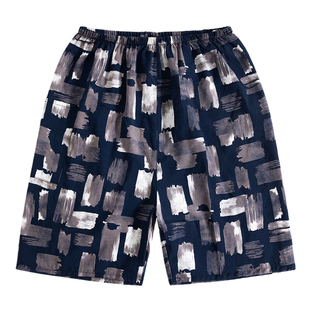 棉绸短裤男夏季冰丝睡裤大码宽松五分裤人造棉薄款家居休闲大裤衩