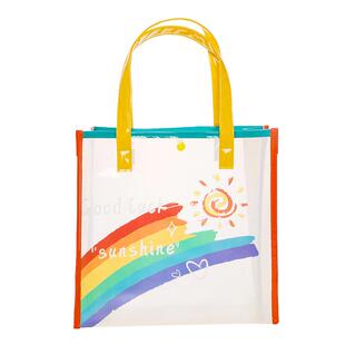 尚盈pvc彩虹款透明手提包女伴手儿童节礼品袋游泳防水沙滩果冻包