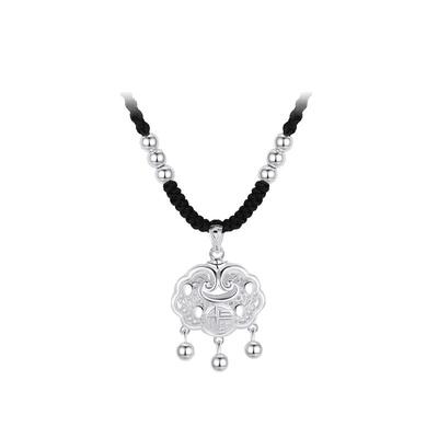 Name.s999纯银平安锁项链女