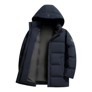 雪中飞2025冬新款男士中老年短款羽绒服商务休闲深色百搭舒适袖标