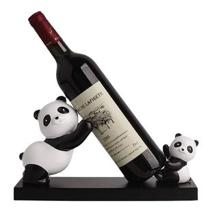 熊猫轻奢高档红酒架酒柜装饰摆件现代客厅玄关餐边柜乔迁新居礼品
